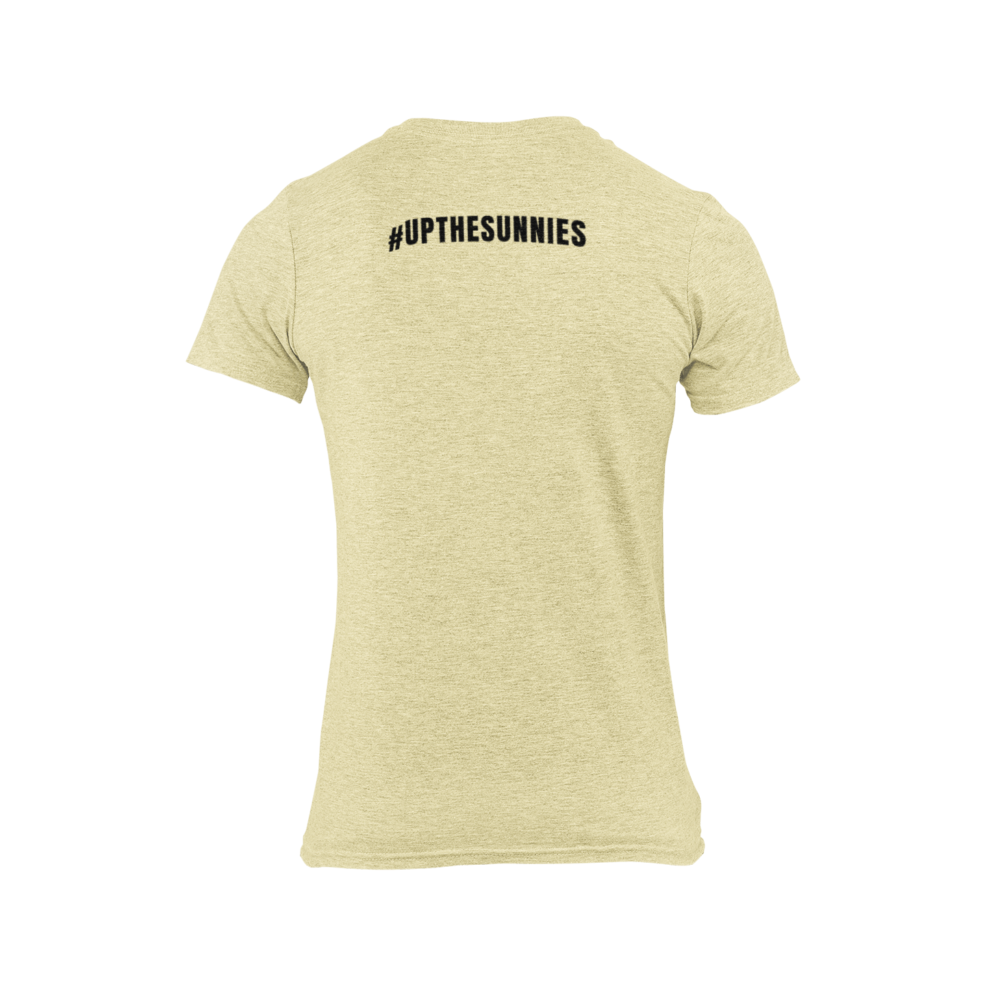 Light yellow shirt back with small '#UPTHESUNNIES' on the upper back