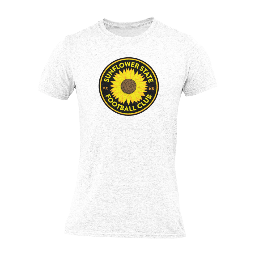 White shirt with Sunflower State FC logo and badge on the front