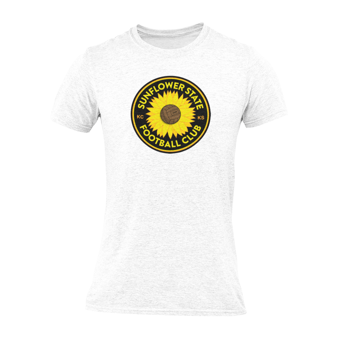 White shirt with Sunflower State FC logo and badge on the front